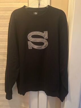 Stussy Black Crewneck with Silver 'S' Logo